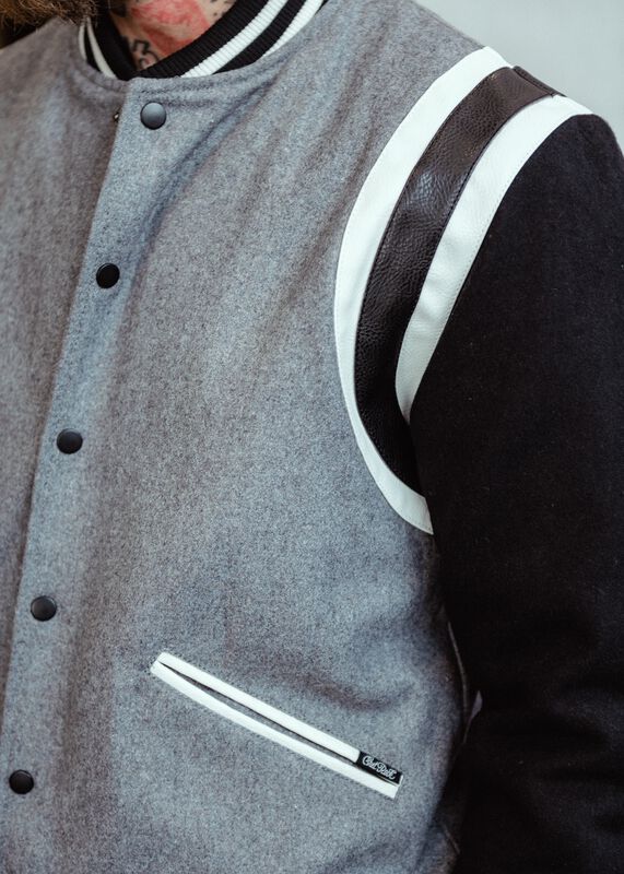 Johnny Varsity Jacket – Black-Grey-White Chet Rock Varsity Jacket