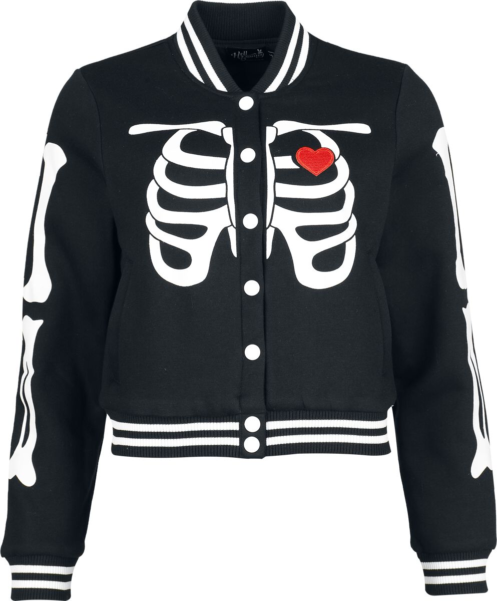Skeleton Jacket – Black Varsity Jacket by Hell Bunny