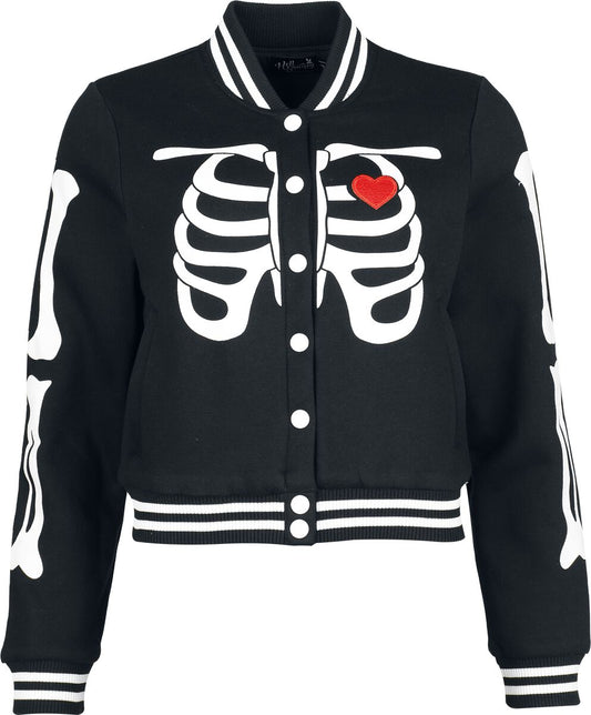 Skeleton Jacket – Black Varsity Jacket by Hell Bunny