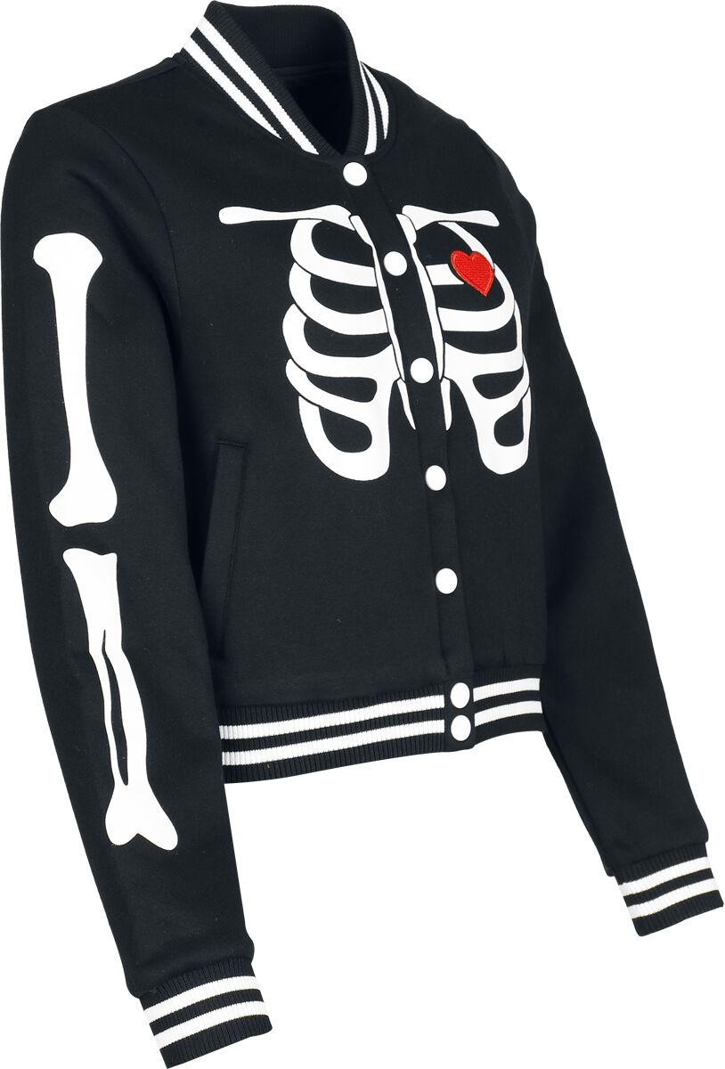 Skeleton Jacket – Black Varsity Jacket by Hell Bunny