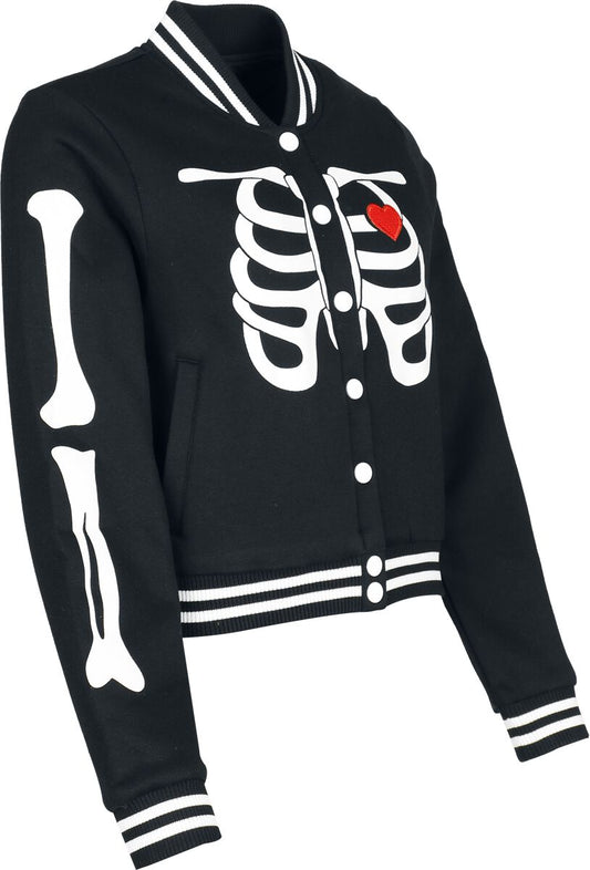 Skeleton Jacket – Black Varsity Jacket by Hell Bunny