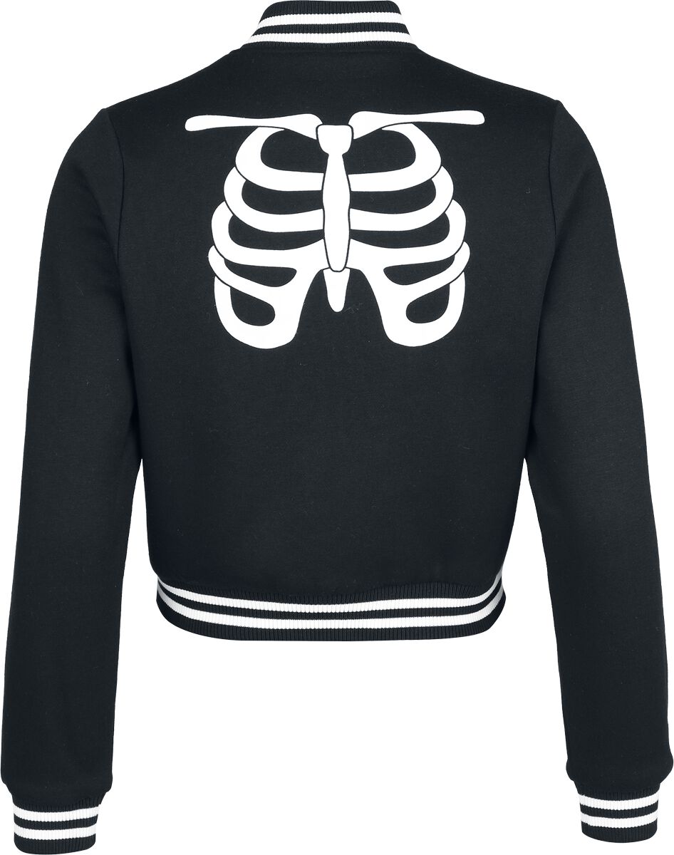 Skeleton Jacket – Black Varsity Jacket by Hell Bunny