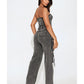 WWE Raw 2025 Jackie Redmond Grey Denim Cargo — Product Description