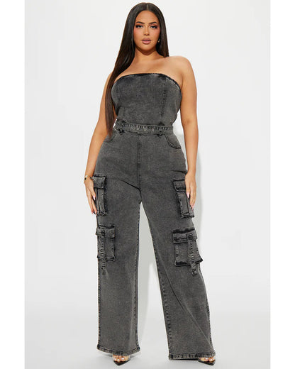 WWE Raw 2025 Jackie Redmond Grey Denim Cargo — Product Description