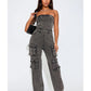 WWE Raw 2025 Jackie Redmond Grey Denim Cargo — Product Description