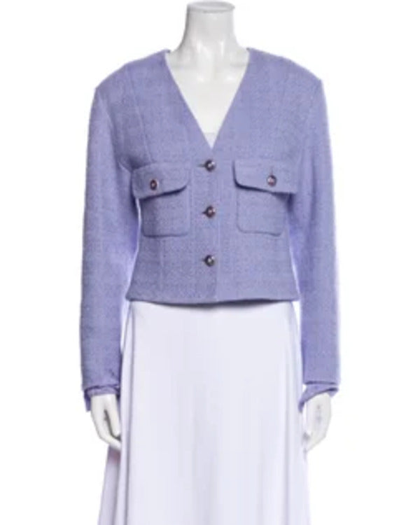 This Morning 2025 Lucy Boynton Lilac Wool Tweed Jacket – Refined Elegance with Modern Flair
