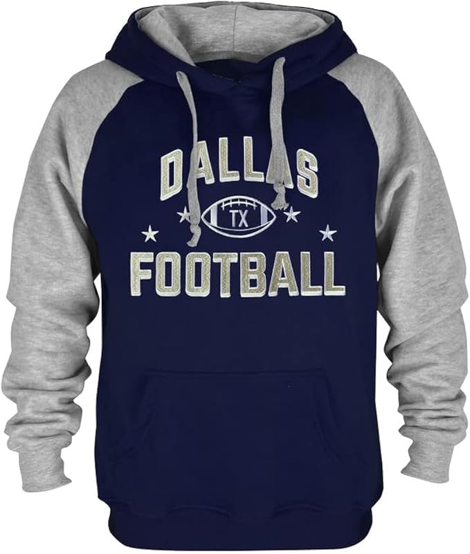 Dallas Football Hoodie – Navy Blue & Gray Graphic Pullover – image 4