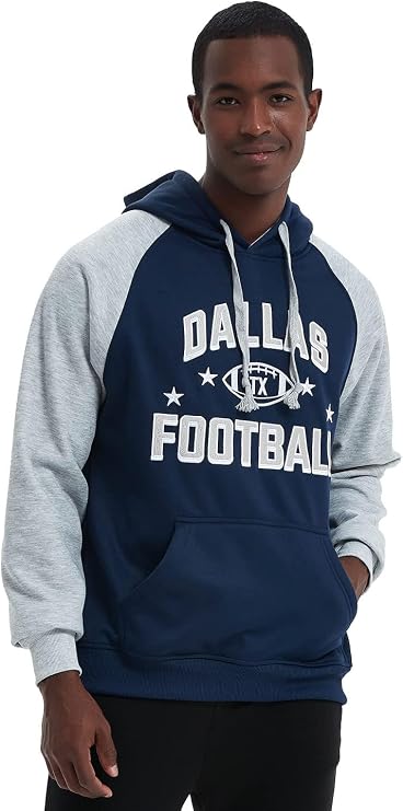Dallas Football Hoodie – Navy Blue & Gray Graphic Pullover – image 3