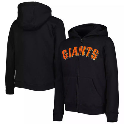 SF Giants Zip-Up Hoodie – Black and Orange Fleece (Recreated Edition)
