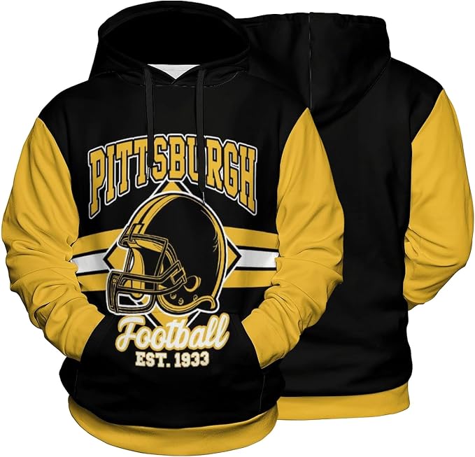 Pittsburgh Football Hoodie – Black & Gold Graphic Pullover