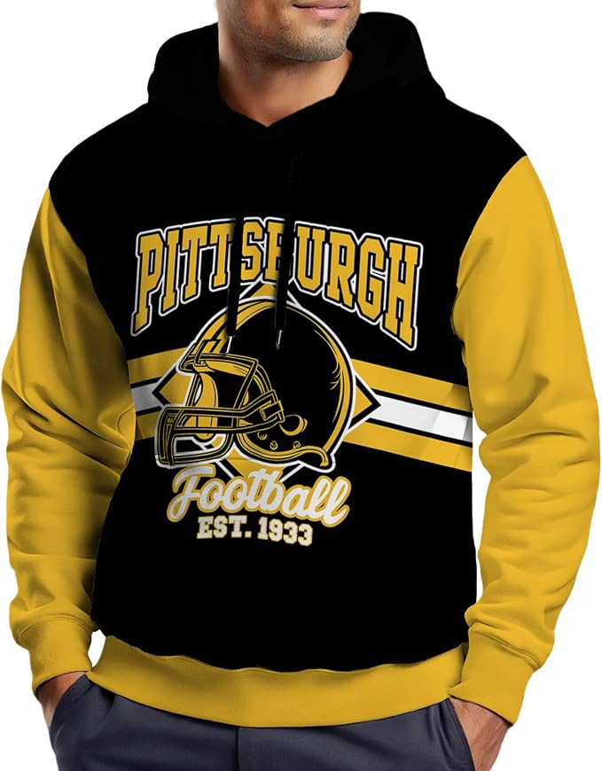 Pittsburgh Football Hoodie – Black & Gold Graphic Pullover – image 5