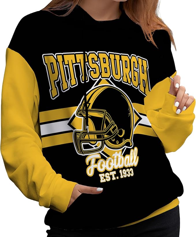 Pittsburgh Football Hoodie – Black & Gold Graphic Pullover – image 3