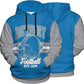 Detroit Football Graphic Hoodie – Blue & Gray Pullover