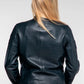 Blouson en cuir Steve McQueen x Le Mans Amber Bleu Marine Femme