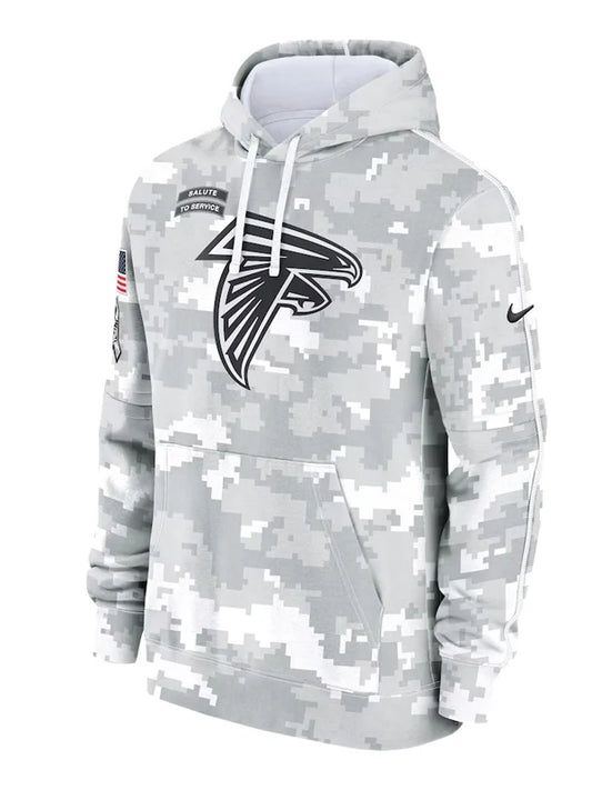 2024 Atlanta Falcons Arctic Camo Salute to Service Hoodie Recreated Edition