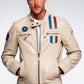 Men's Steve McQueen x Le Mans Austin Ecru Leather Jacket