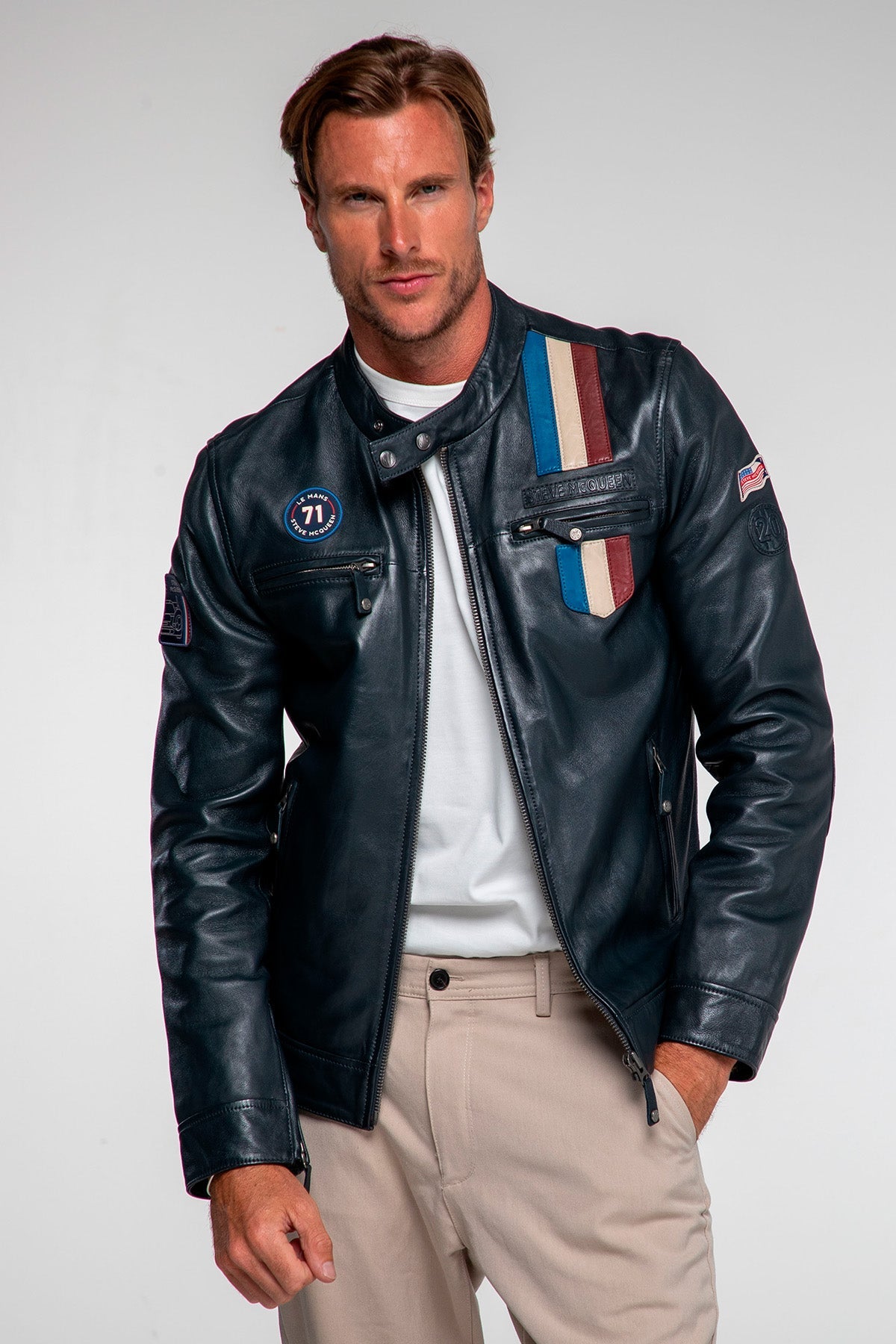 Steve McQueen x Le Mans Austin Navy Blue Jacket for Men