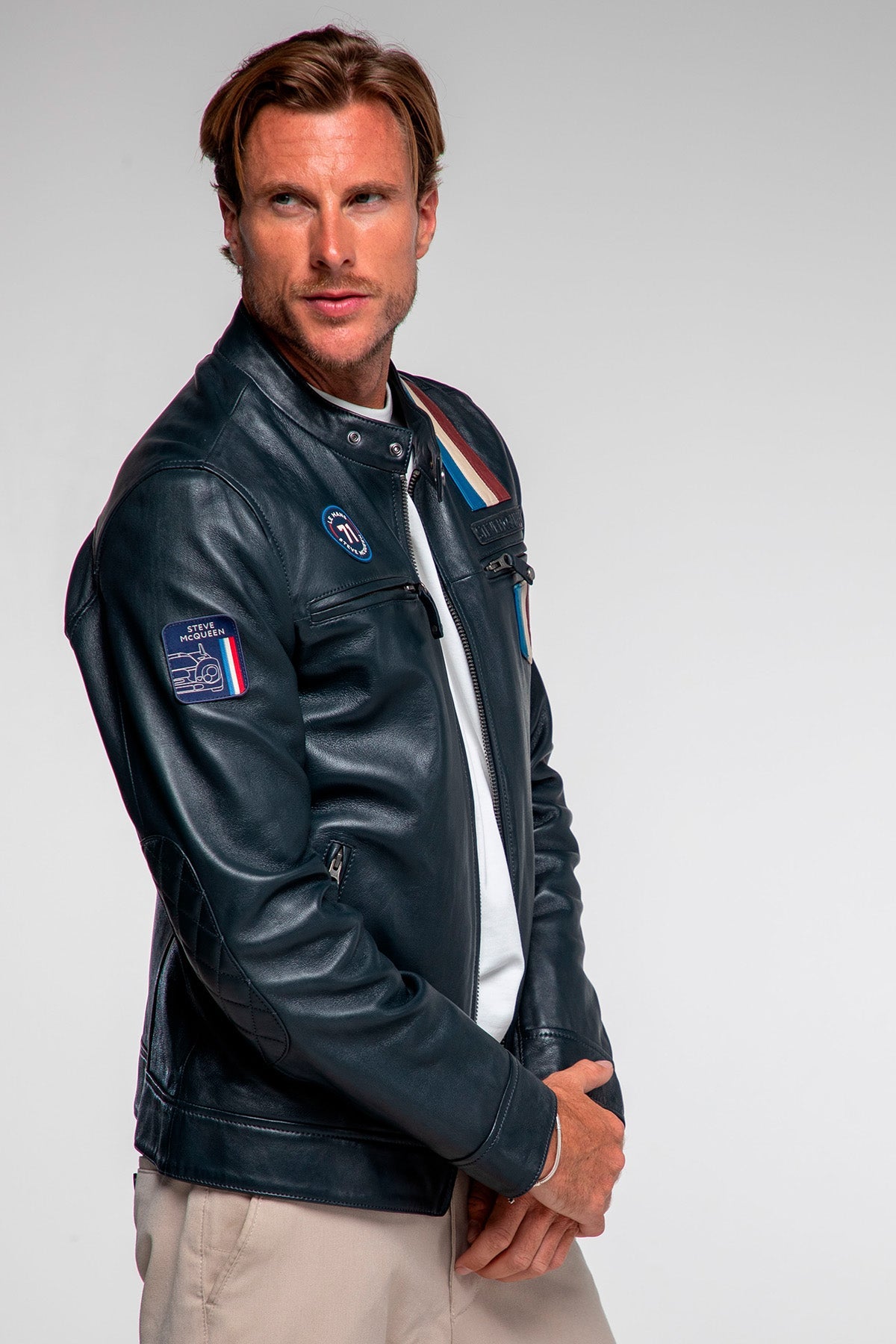 Steve McQueen x Le Mans Austin Navy Blue Jacket for Men