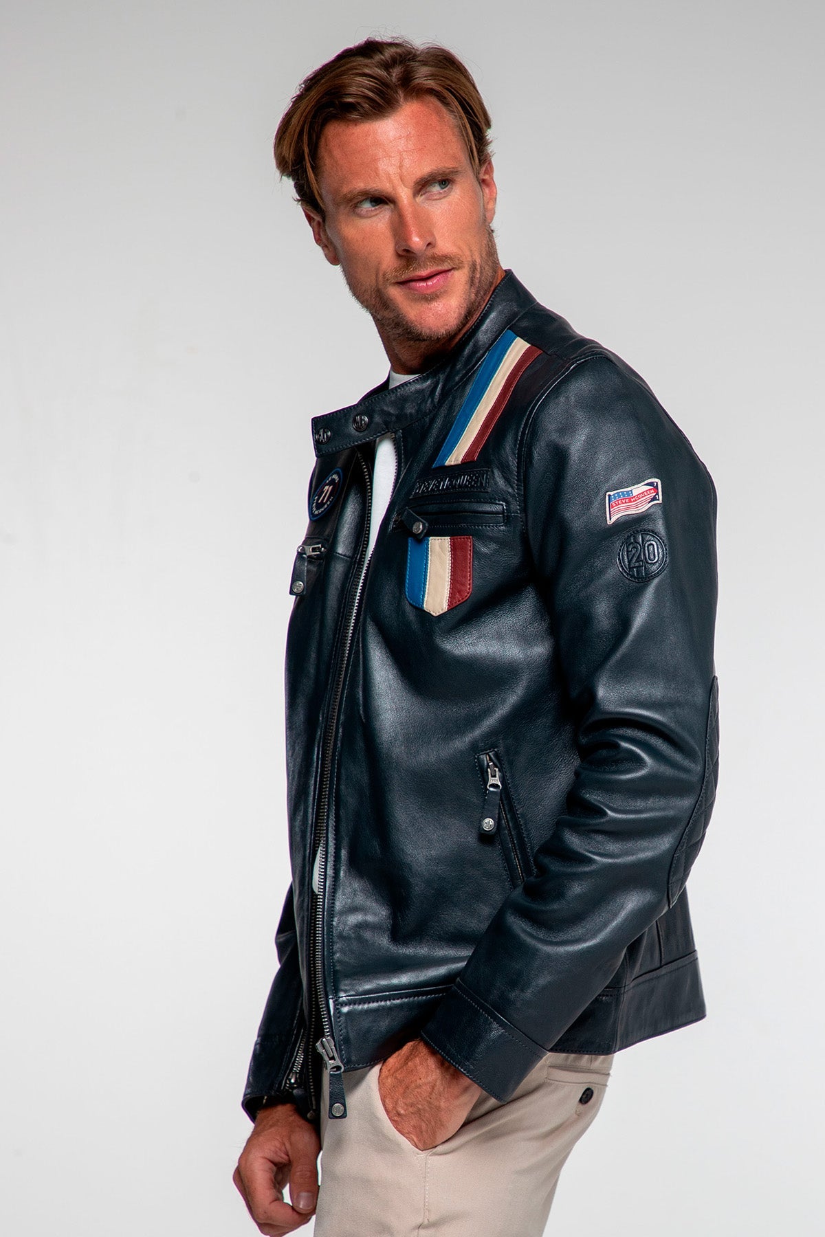 Steve McQueen x Le Mans Austin Navy Blue Jacket for Men
