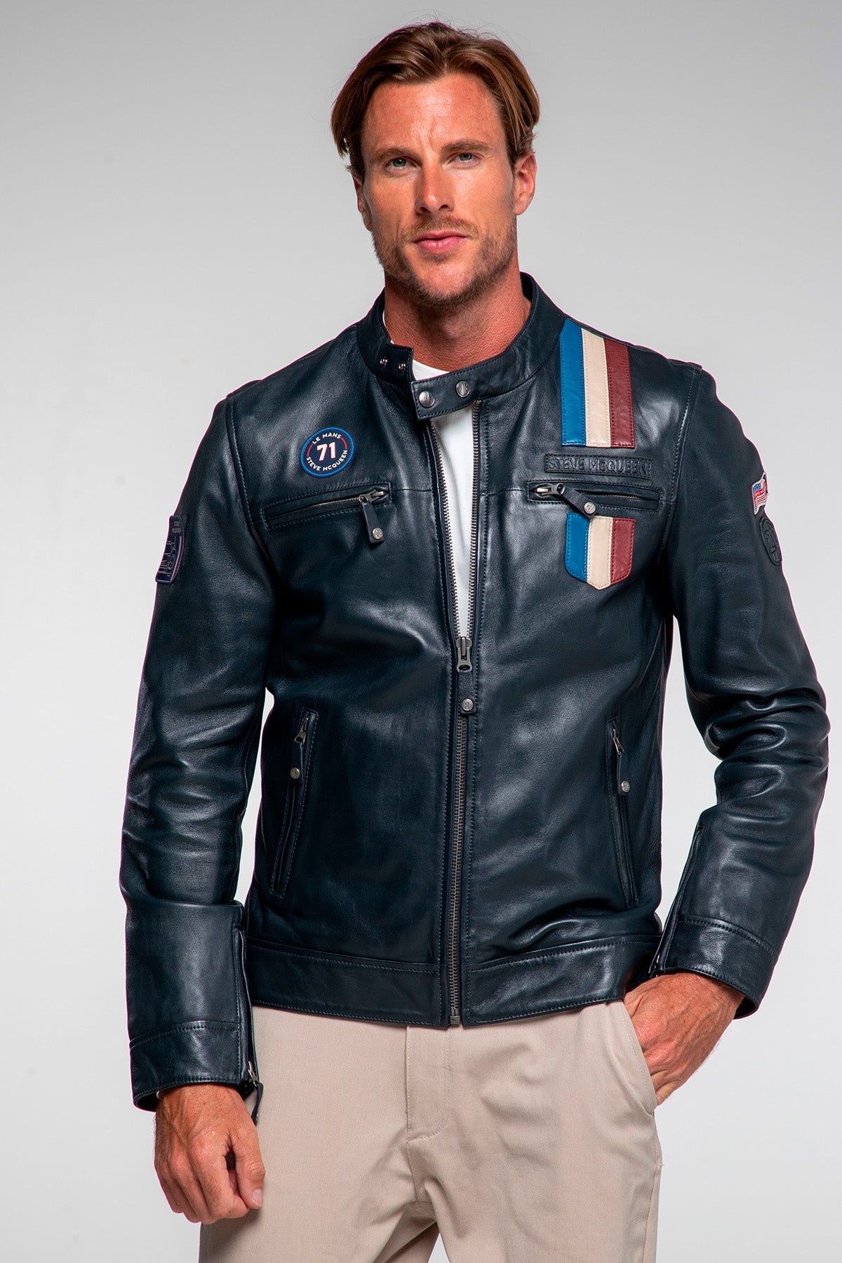 Steve McQueen x Le Mans Austin Navy Blue Jacket for Men