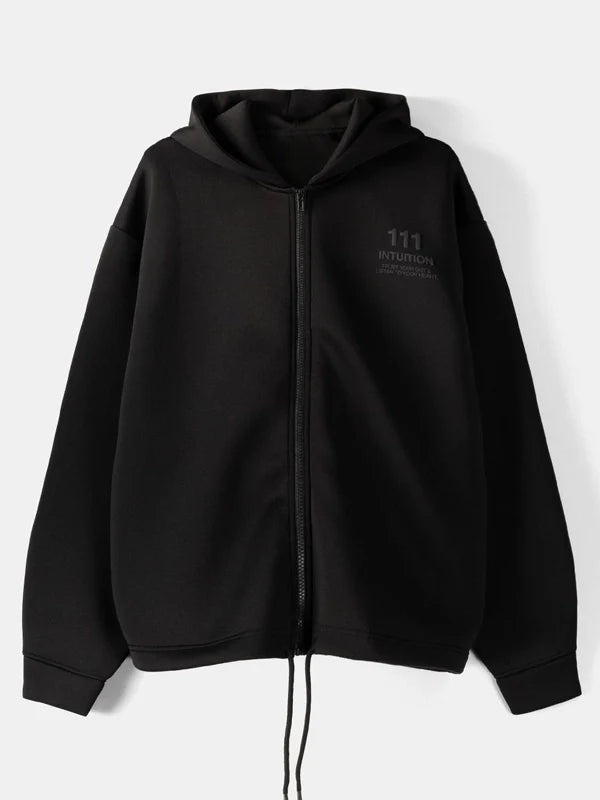 Bershka Zip-Up Slogan Hoodie Recreated Edition