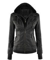 Black hooded jacket on a white background