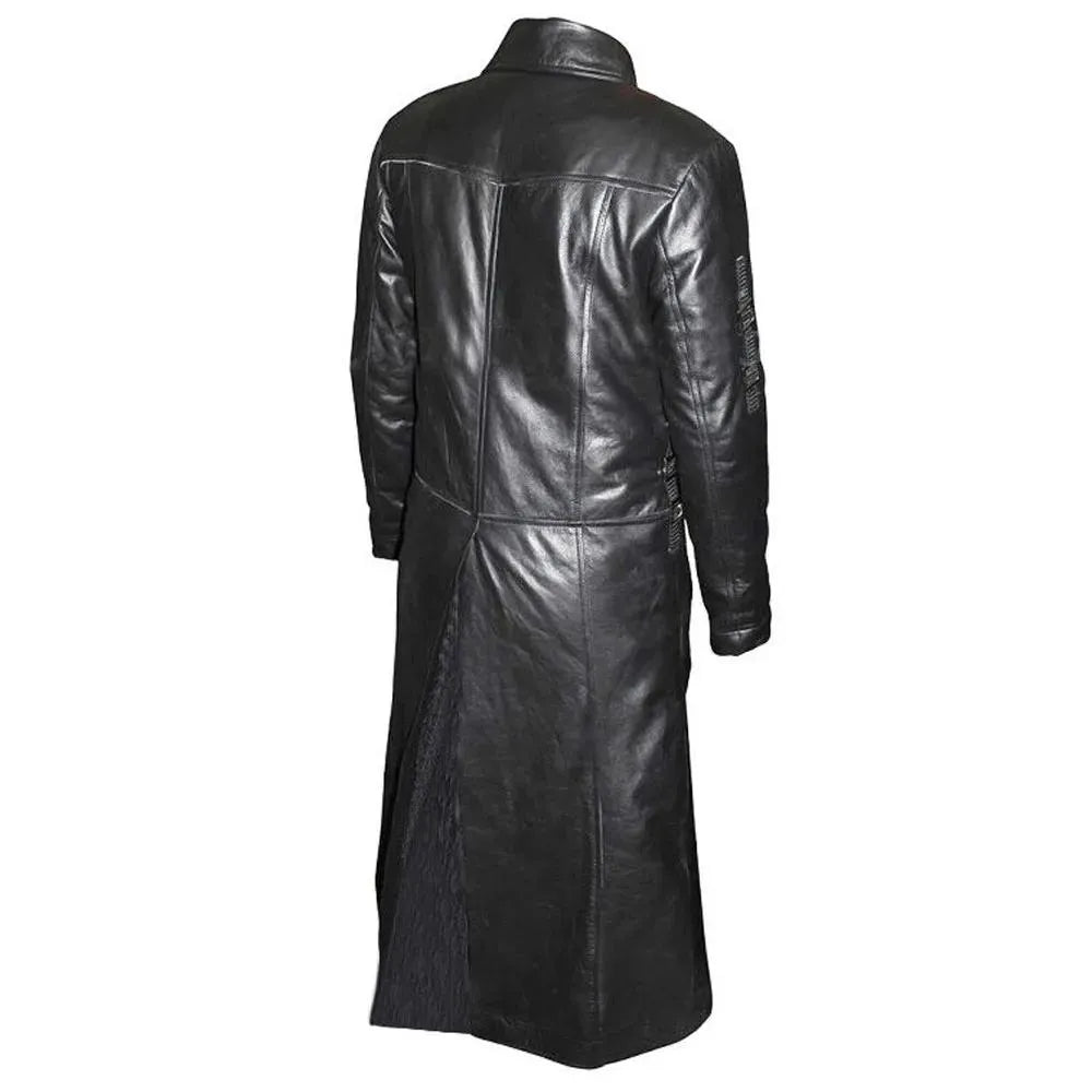 Black leather coat on a white background
