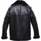 Black leather jacket on a plain background