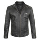 Black leather jacket on a white background