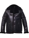 Black leather jacket with fur lining on a plain background