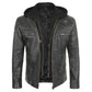 Black leather jacket with zippers on a white background
