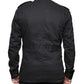 Black long-sleeve shirt worn by a person on a white background