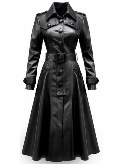 Men’s Black Leather Trench Coat – Stylish &amp; Timeless