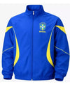 Blue jacket with yellow accents and 'Brasil' text on a white background