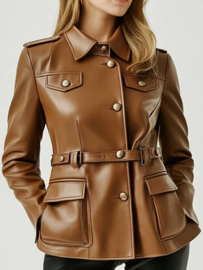 Bonnie Leather Brown Jacket - Women Leather Jacket Brown