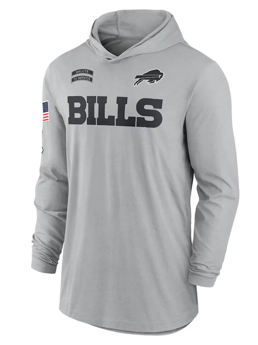 2024 Buffalo Bills Salute to Service Long Sleeve Hooded T-Shirt