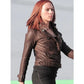 Captain America 2 Scarlett Johansson Brown Leather Jacket