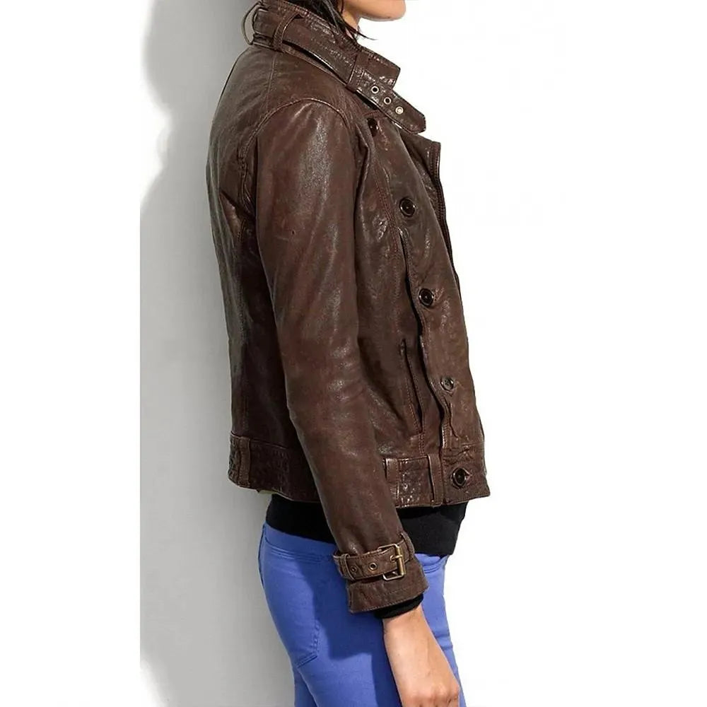 Captain America 2 Scarlett Johansson Brown Leather Jacket