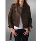 Captain America 2 Scarlett Johansson Brown Leather Jacket