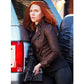 Captain America 2 Scarlett Johansson Brown Leather Jacket