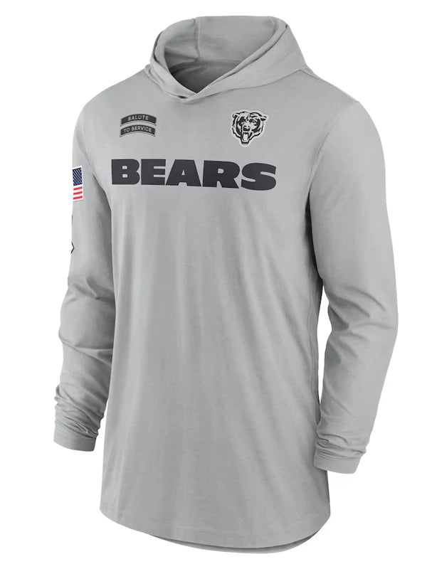 2024 Chicago Bears Salute to Service Long Sleeve Hooded T-Shirt