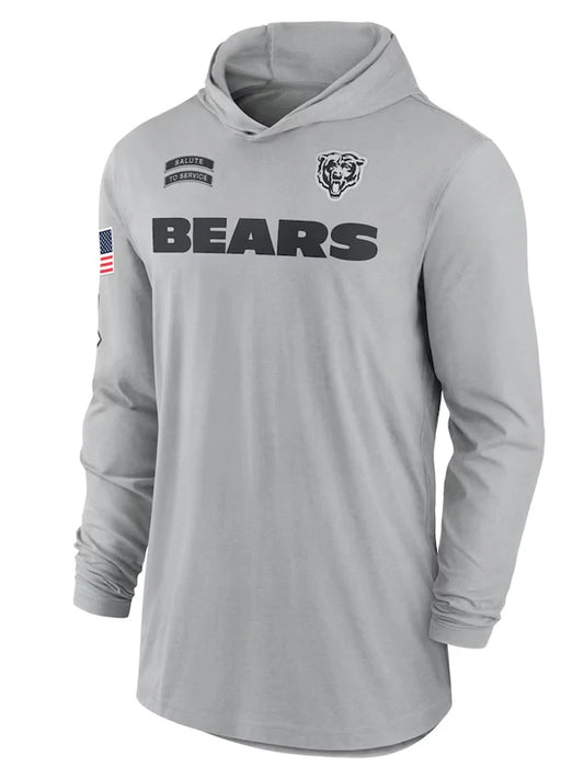 2024 Chicago Bears Salute to Service Long Sleeve Hooded T-Shirt