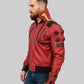 Crystal Jock Red Leather Jacket