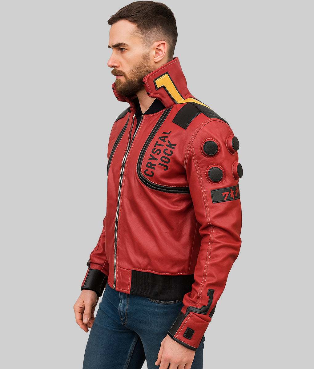 Crystal Jock Red Leather Jacket