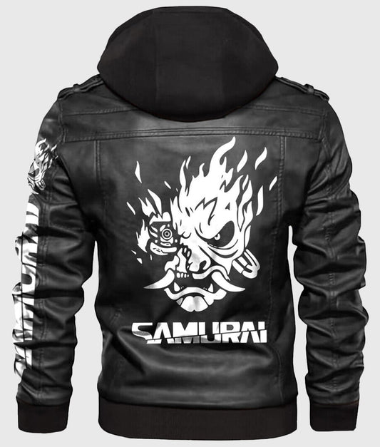 Samurai 2077 Black Leather Jacket