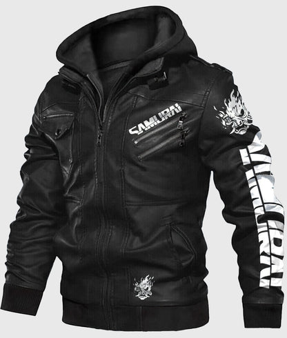 Samurai 2077 Black Leather Jacket