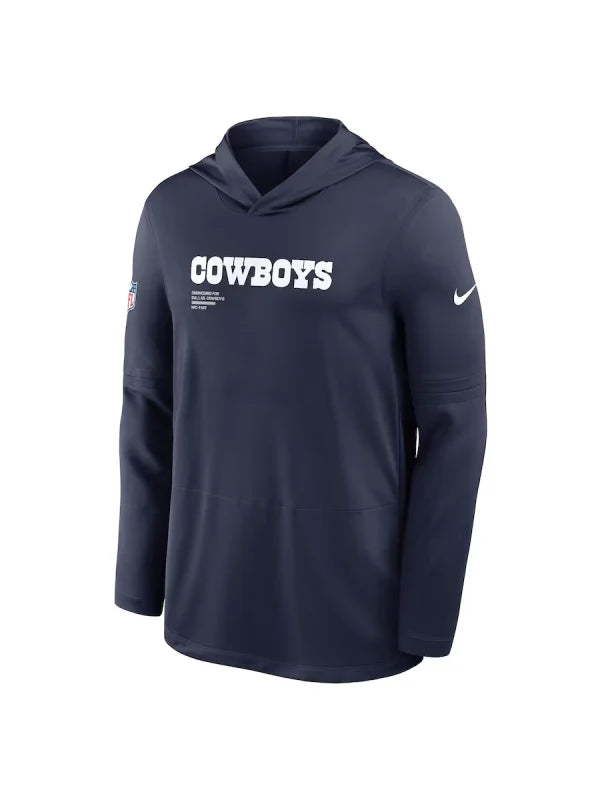 Dallas Cowboys Sideline Performance Long Sleeve Hoodie T-Shirt 🏈 Recreated Edition