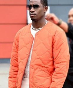 F1 2025 Damson Idris Orange Quilted Jacket – Recreated Edition