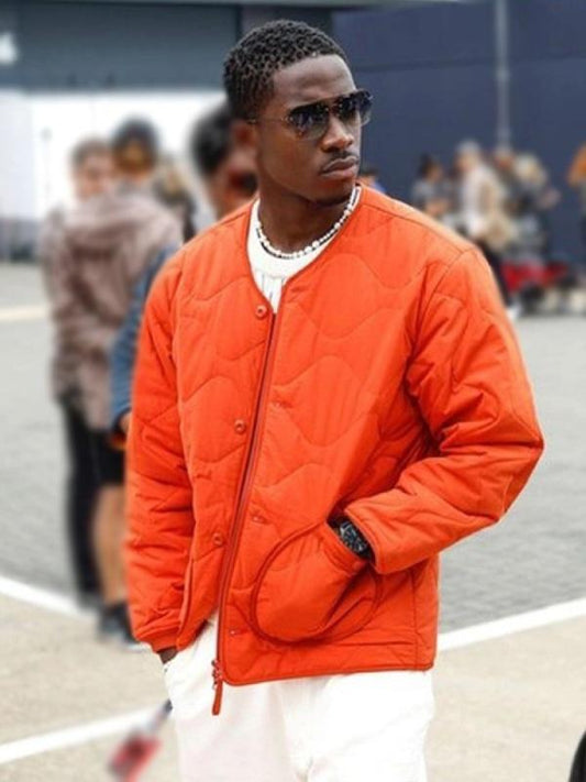 F1 2025 Damson Idris Orange Quilted Jacket – Recreated Edition