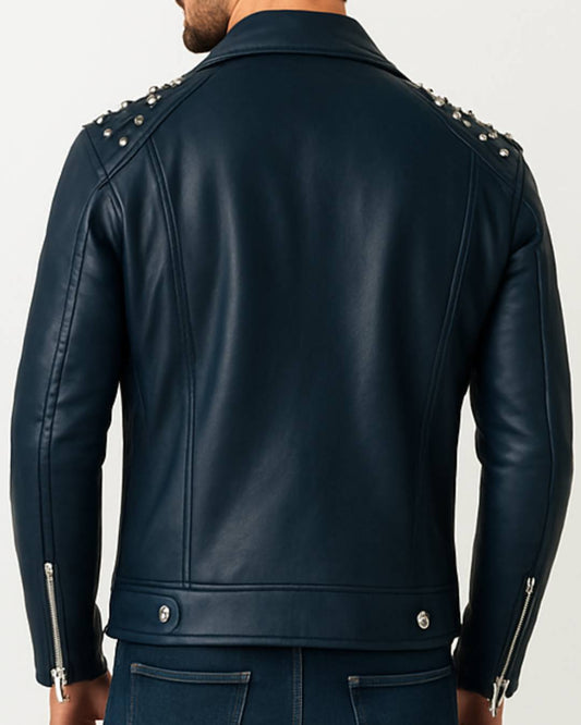 Aiden Blue Leather Jacket – Men’s Leather Jacket (Blue)